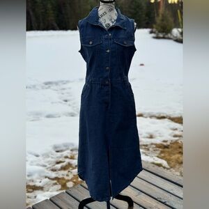 bebe Navy Sleeveless Denim Midi Dress